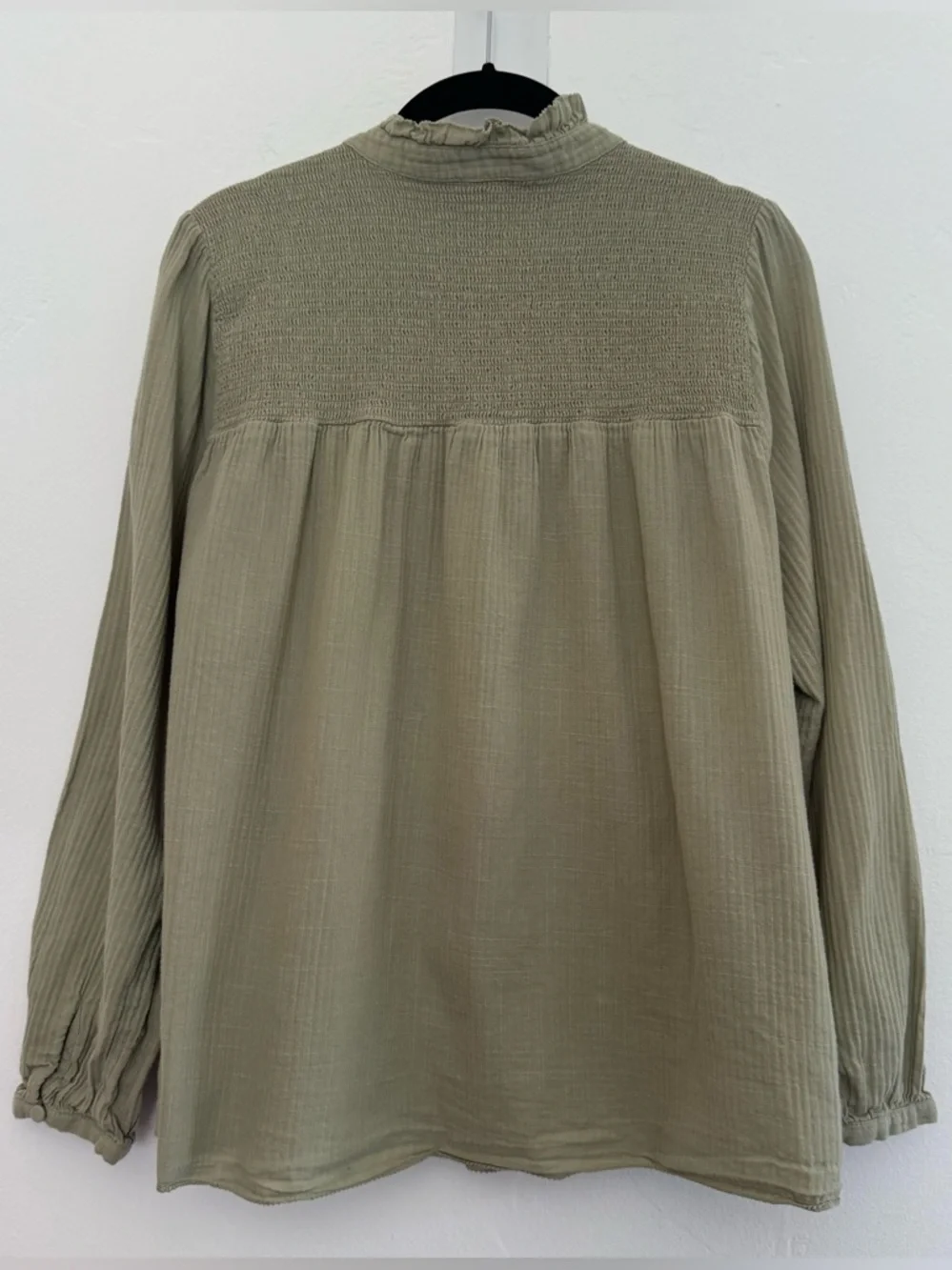 J. Crew Long-Sleeve Soft Gauze Garden Top in Faded Pistachio Green 100% Cotton